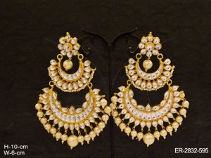 Double Chand Kundan Jewellery Earrings