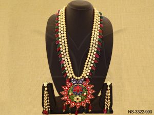 Long Style Sunflower Kundan Necklace