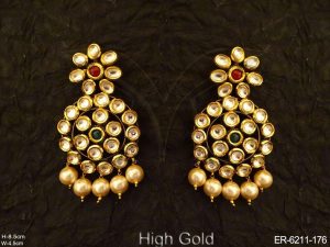 Round Shape Full Stone Kundan Earrings