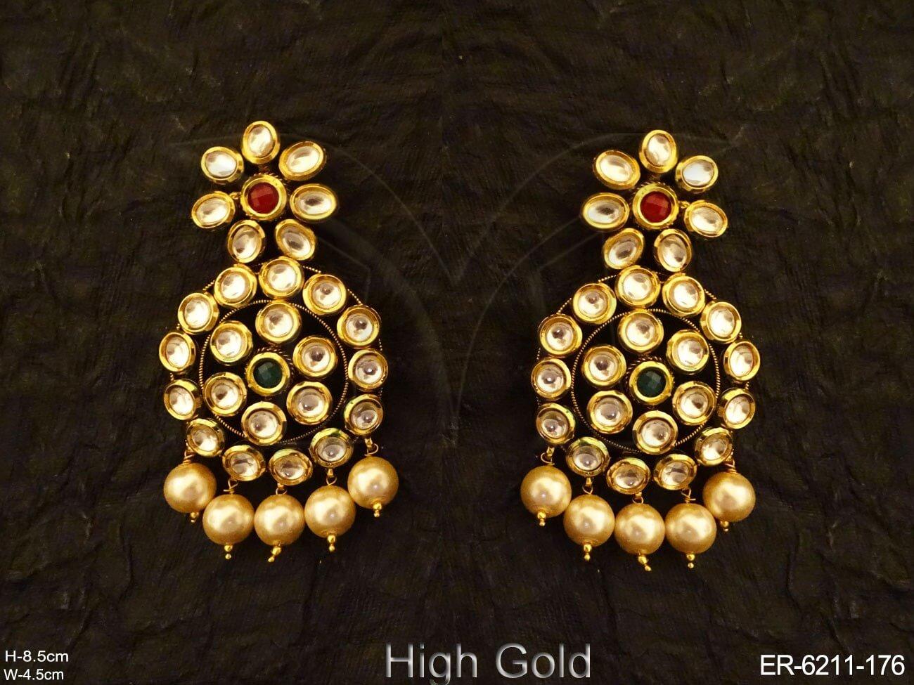 Round Shape Full Stone Kundan Earrings